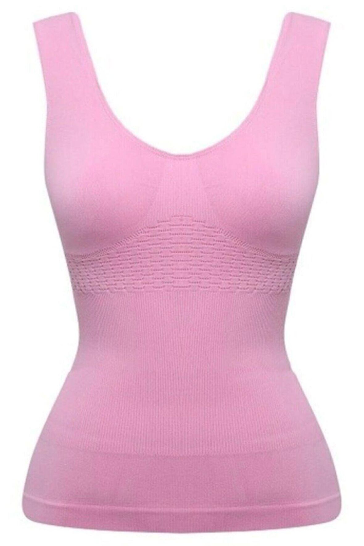 Pembe Kadın Kalın Askılı Korseli Atlet Toparlıyıcı